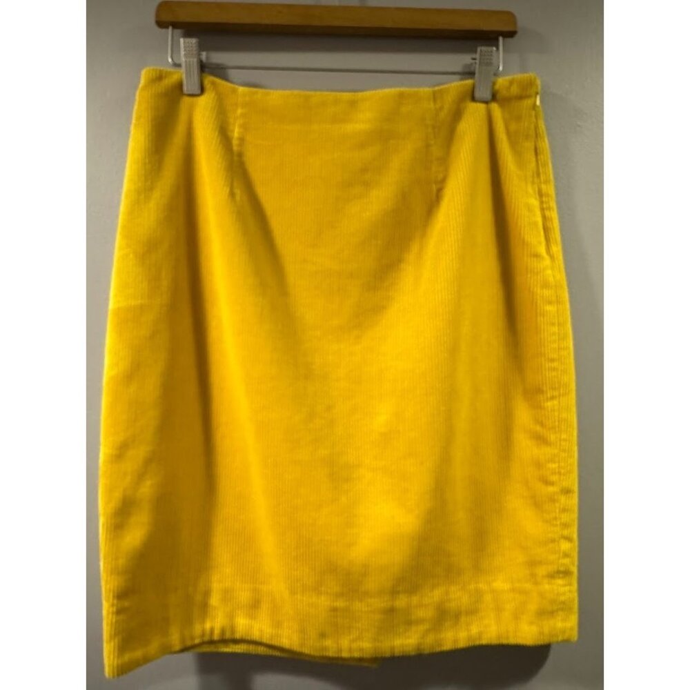Anthropologie Maeve Super Wale Corduroy  Skirt Yellow Size 6 Career Preppy Happy
